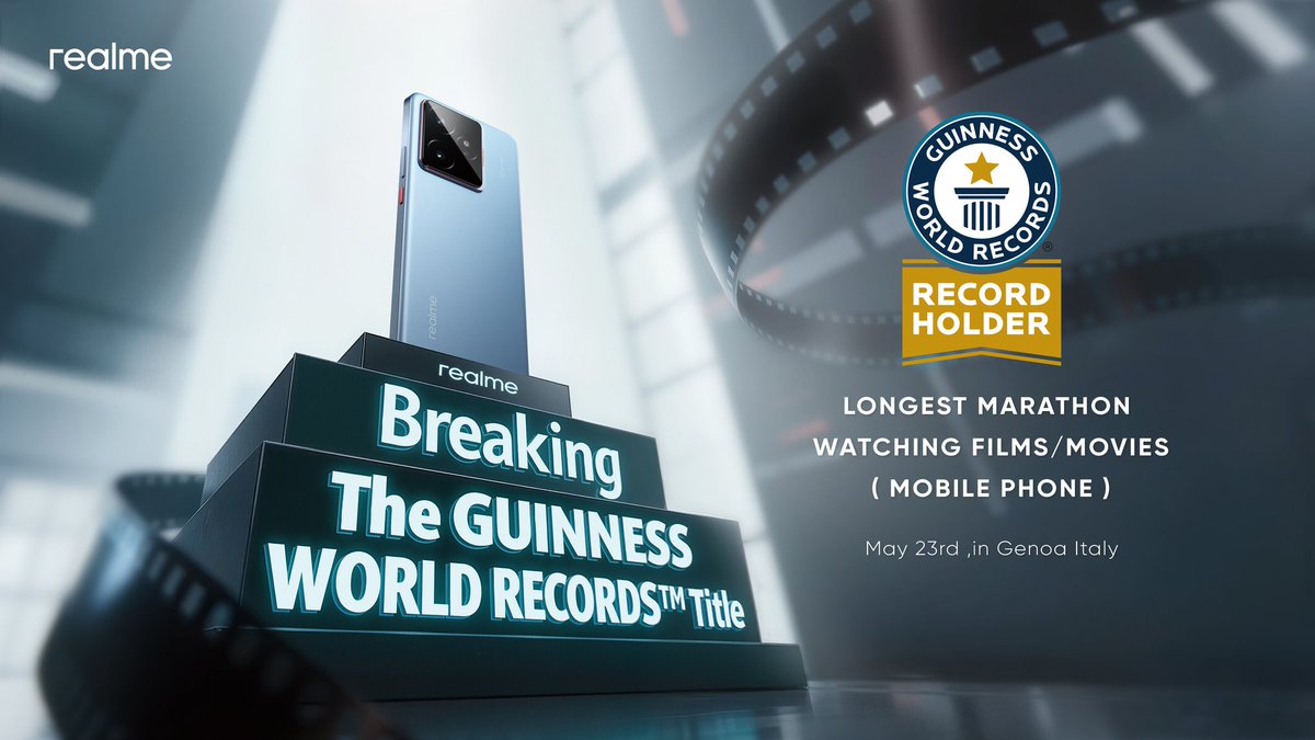 Realme GT 7 ने बनाया Guinness World Record, फोन पर लगातार 24 घंटे फिल्म देखने का रिकॉर्ड