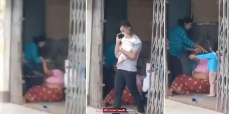 पोते की चीख-पुकार के बावजूद बहू का कहर, सास को थप्पड़ और बाल खींचे