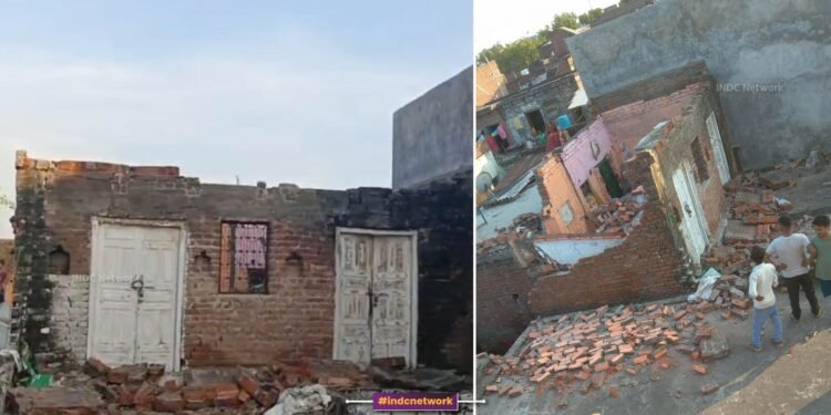 मैनपुरी: कुरावली में दो मंजिला मकान अचानक गिरा, बुजुर्ग बाल-बाल बचे