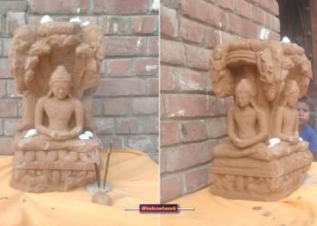 खुदाई के दौरान मिले बुद्ध कि प्रतिमा