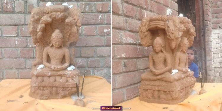 खुदाई के दौरान मिले बुद्ध कि प्रतिमा