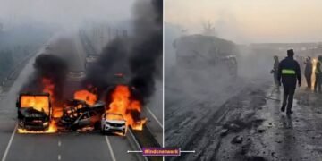 आग लगने से बस बर्बाद