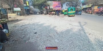 जसमई चौराहे पर मरम्मत का कार्य शुरू हुआ हुआ